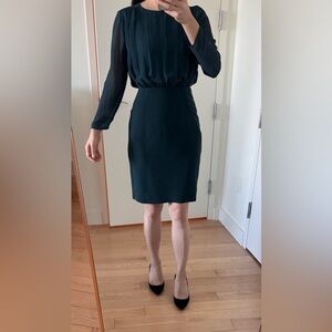 NWT Reiss LORNA Long Sleeve Dress - Deep Emerald (UK 4 / US 0)